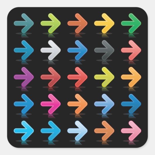 Glossy Arrows Set Vibrant Directional Pointers スクエアシール (正面)