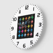 Glossy Arrows Set Vibrant Directional Pointers ラージ壁時計 (傾斜)