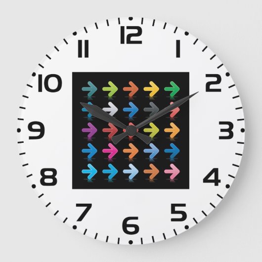Glossy Arrows Set Vibrant Directional Pointers ラージ壁時計 (正面)