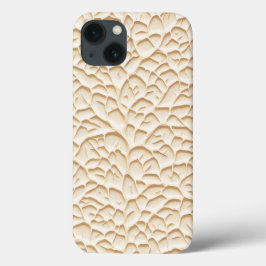 Glossy Beige iPhone Case with Textured Relief iPhone 13ケース