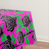 Glossy Black Roses On A Hot Pink Background テーブルクロス (インサイチュ)