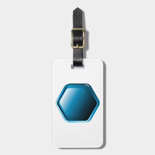 Glossy Blue Hexagon Icon Modern Geometric ラゲッジタグ (正面縦)