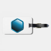 Glossy Blue Hexagon Icon Modern Geometric ラゲッジタグ (裏面横)