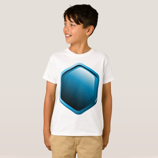 Glossy Blue Hexagon Icon Modern Geometric Tシャツ (正面フル)