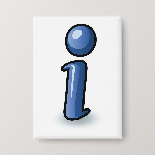 Glossy Blue Information Icon Symbol 缶バッジ (正面)