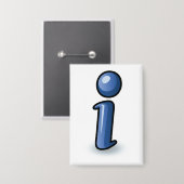 Glossy Blue Information Icon Symbol 缶バッジ (正面/裏面)