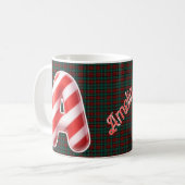 Glossy Candy Cane Striped Christmas Letter A コーヒーマグカップ (正面左)