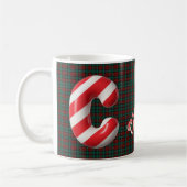 Glossy Candy Cane Striped Christmas Letter C コーヒーマグカップ (左)