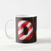 Glossy Candy Cane Striped Christmas Letter D コーヒーマグカップ (左)