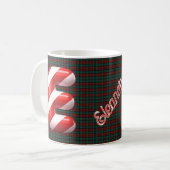 Glossy Candy Cane Striped Christmas Letter E コーヒーマグカップ (正面左)