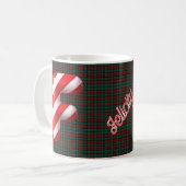 Glossy Candy Cane Striped Christmas Letter F コーヒーマグカップ (正面左)