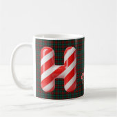 Glossy Candy Cane Striped Christmas Letter H コーヒーマグカップ (左)