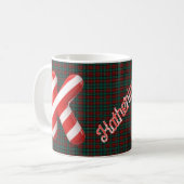 Glossy Candy Cane Striped Christmas Letter K コーヒーマグカップ (正面左)
