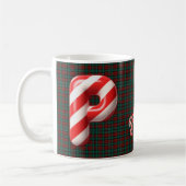 Glossy Candy Cane Striped Christmas Letter P コーヒーマグカップ (左)