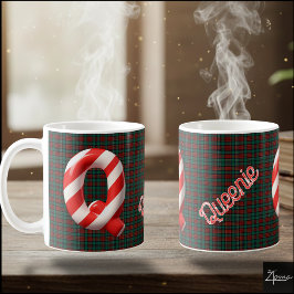 Glossy Candy Cane Striped Christmas Letter Q コーヒーマグカップ