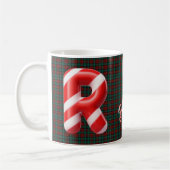 Glossy Candy Cane Striped Christmas Letter R コーヒーマグカップ (左)