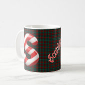 Glossy Candy Cane Striped Christmas Letter S コーヒーマグカップ (正面左)