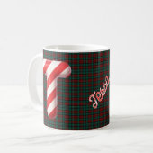 Glossy Candy Cane Striped Christmas Letter T コーヒーマグカップ (正面左)