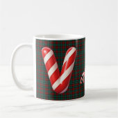 Glossy Candy Cane Striped Christmas Letter V コーヒーマグカップ (左)