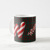 Glossy Candy Cane Striped Christmas Letter W コーヒーマグカップ (正面左)