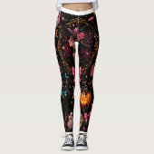 Glossy Coquette Witch Halloween Pattern Leggings レギンス (正面)