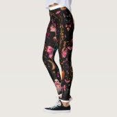 Glossy Coquette Witch Halloween Pattern Leggings レギンス (左)