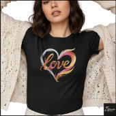 Glossy Cursive Love Heart Swirls Abstract Tシャツ