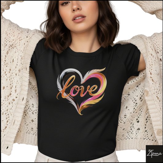 Glossy Cursive Love Heart Swirls Abstract Tシャツ