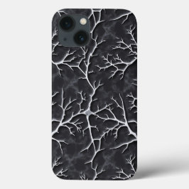 Glossy Dark Gray iPhone Case Branch Relief iPhone 13ケース