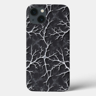 Glossy Dark Gray iPhone Case Branch Relief iPhone 13ケース