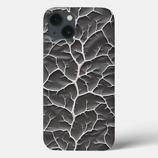Glossy Dark Gray iPhone Case Branch Texture 13ケース