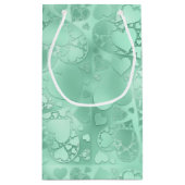 Glossy Green Romantic Hearts Pattern スモールペーパーバッグ (裏面)