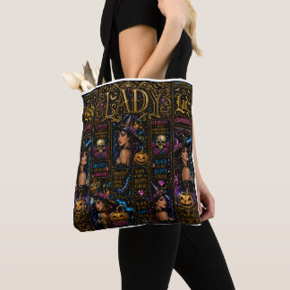 Glossy Halloween Lady Witch Collage Tote Bag トートバッグ