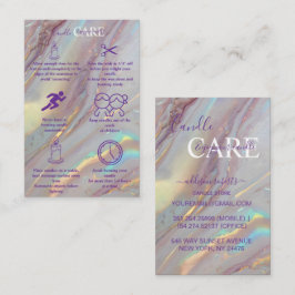 Glossy Holographic Marble Candle Care 名刺