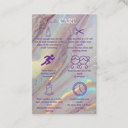 Glossy Holographic Marble Candle Care 名刺 (正面)