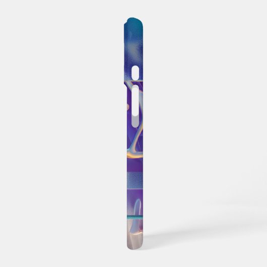 Glossy Holographic Veins Neon Chrome Abstract iPhone 16ケース (左側面)