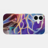 Glossy Holographic Veins Neon Chrome Abstract iPhone 16ケース (裏面横)