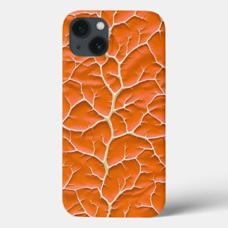 Glossy Orange iPhone Case with Branch Texture 13ケース