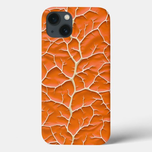 Glossy Orange iPhone Case with Branch Texture Case-Mate iPhoneケース (裏面)