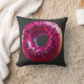 Glossy Pink Donut with Dark Sprinkles クッション (ブランケット)