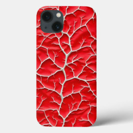 Glossy Red iPhone Case with Branch Texture iPhone 13ケース