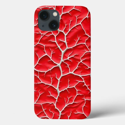 Glossy Red iPhone Case with Branch Texture Case-Mate iPhoneケース (裏面)