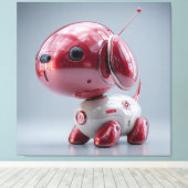 Glossy Red Robot Dog キャンバスプリント (インサイチュ (ウッドフロア))