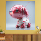 Glossy Red Robot Dog キャンバスプリント (インサイチュ (リビング))