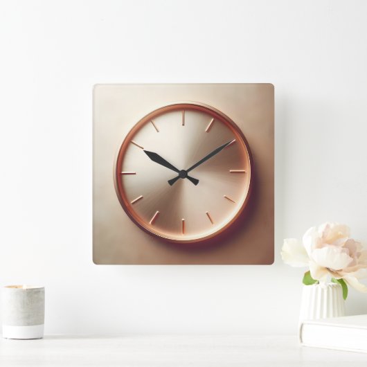 glossy rose gold circle スクエア壁時計 (ホーム)