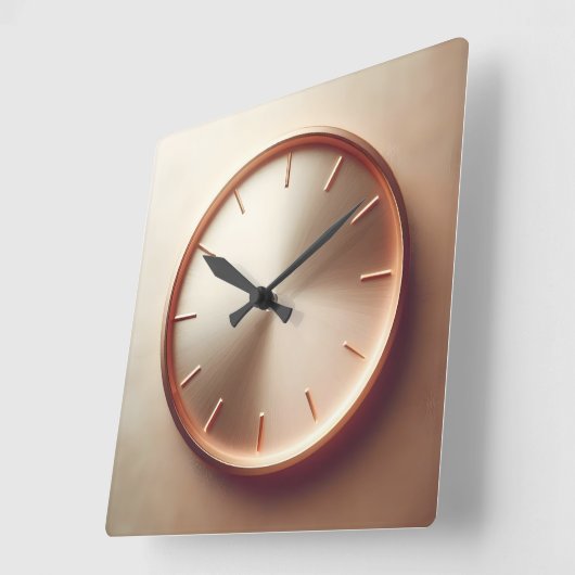 glossy rose gold circle スクエア壁時計 (傾斜)