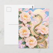 Glossy Snake Floral Art ポストカード (正面/裏面)