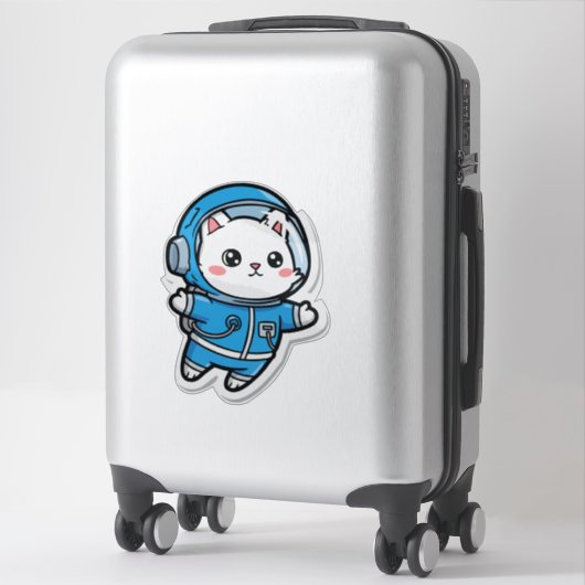 Glossy Transparent -Cute Astronaut Cat 14x14 シール (スーツケース)