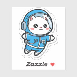 Glossy Transparent -Cute Astronaut Cat 3x3 シール