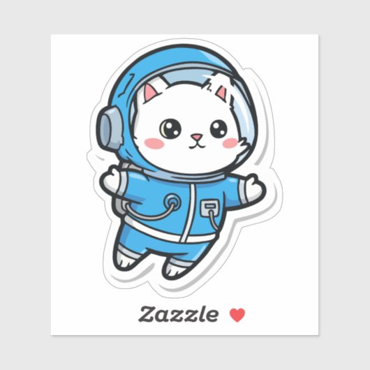 Glossy Transparent -Cute Astronaut Cat 4x4 シール (シート)